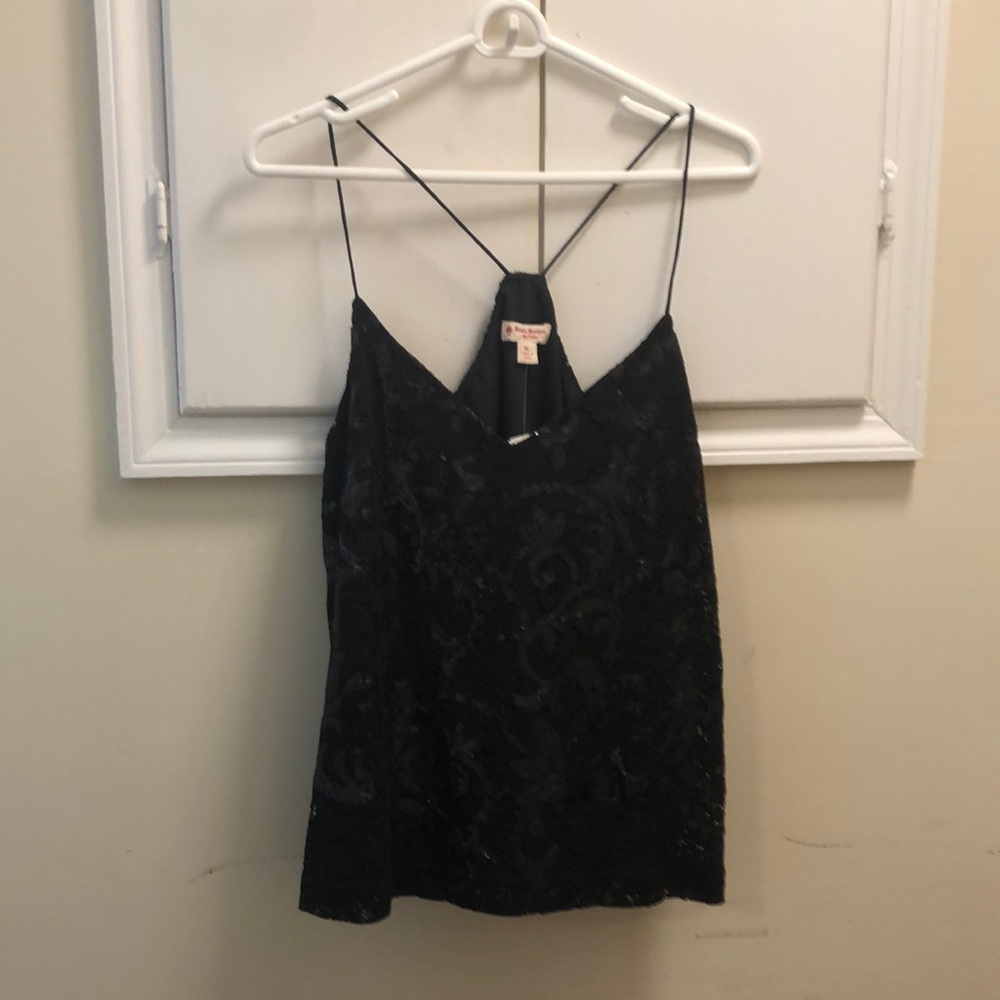 Never worn Brooks Brothers black glitter lace top